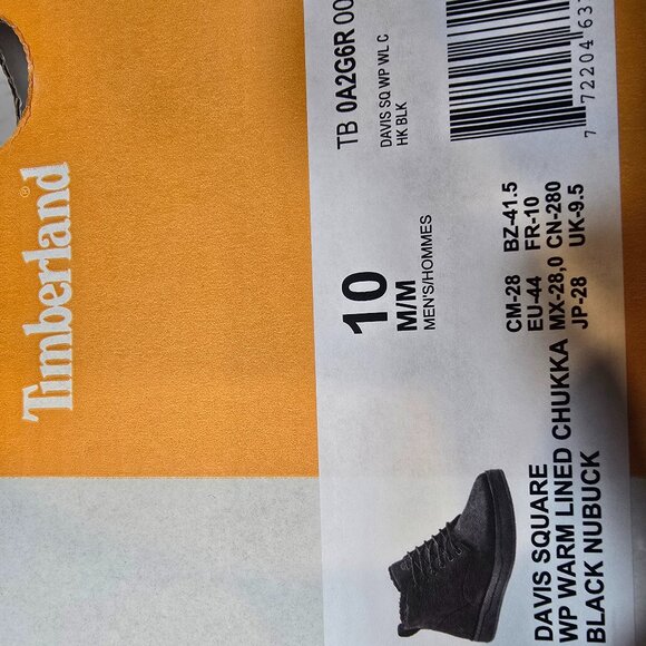 Timberland Men's Davis Square Solid Black Chukka Shoe Size 10 Boot Lined NEW - Picture 9 of 13